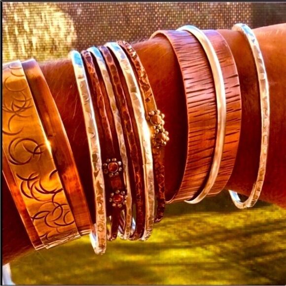 Sterling Silver Textured Bangle Bracelet 12 Gauge NEW - Picture 7 of 7